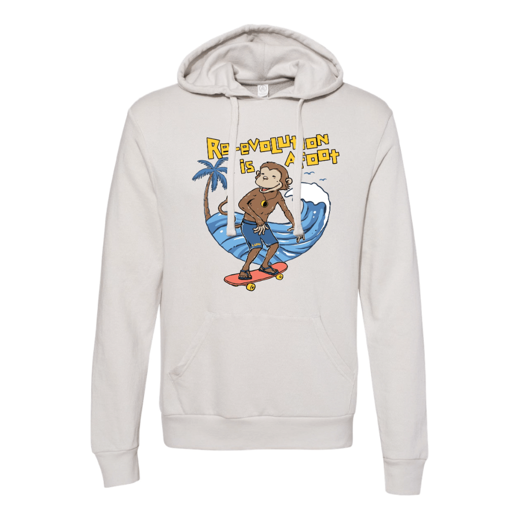 "Re-Evolution Is Afoot" LUNA Hoodie - Lightweight Hooded Pullover - front flat lay