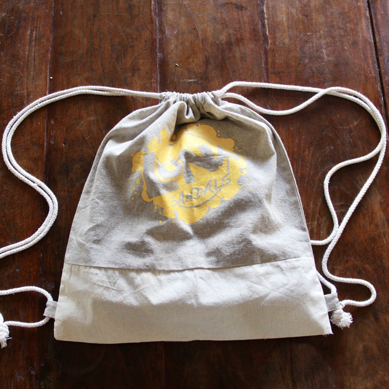 LUNA "Splash" Recycled Cotton Drawstring Backpack - cinched with logo