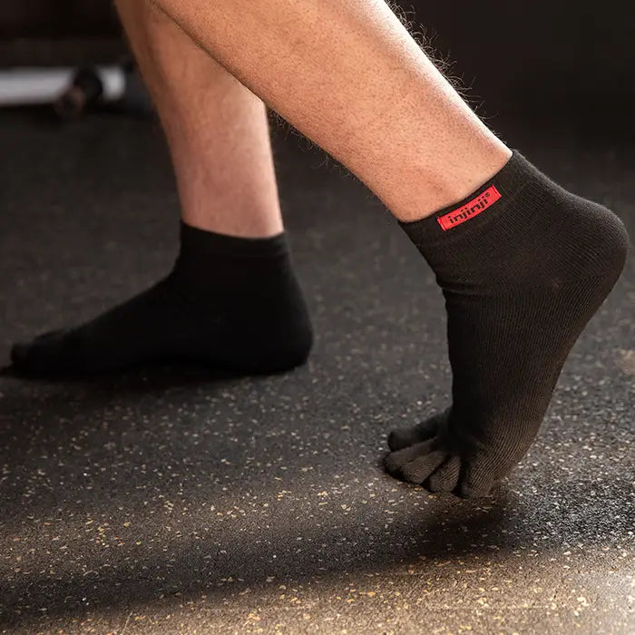 Injinji Toe Socks - Sport Original - on toes, gym floor