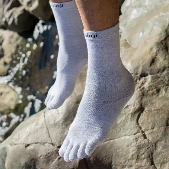 Injinji Toe Socks - Liner Crew - worn on the rocks