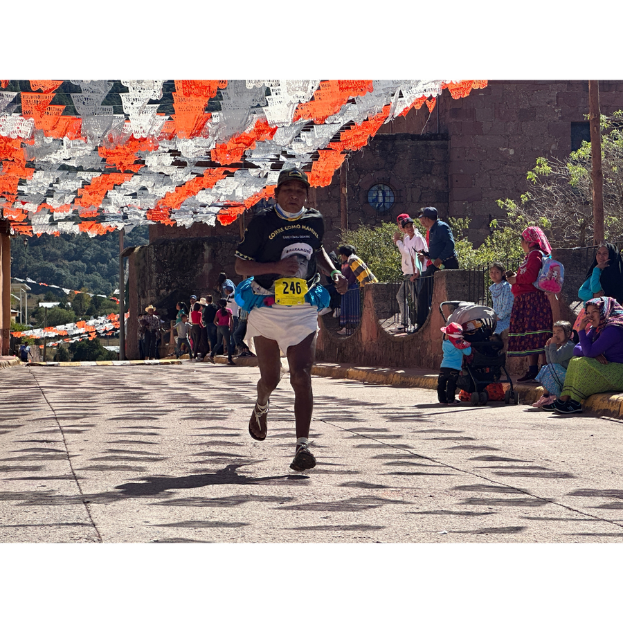 "RUN LIKE MANUEL" SHIRT - TRUE MESSAGES DONATION - race-day photo under papel picado