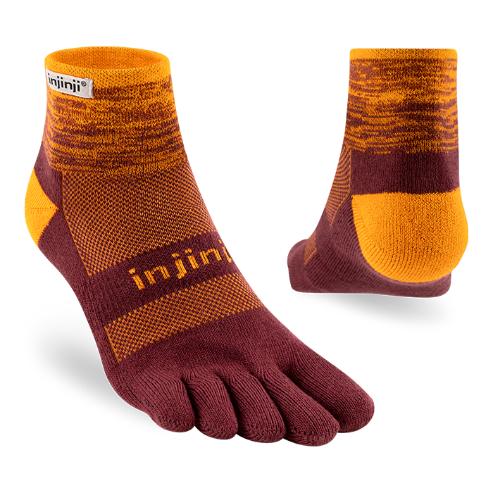 Injinji Toe Socks - Trail Midweight - maroon-orange mini pair