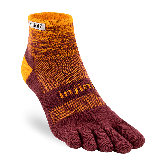 Injinji Toe Socks - Trail Midweight - maroon-orange crew
