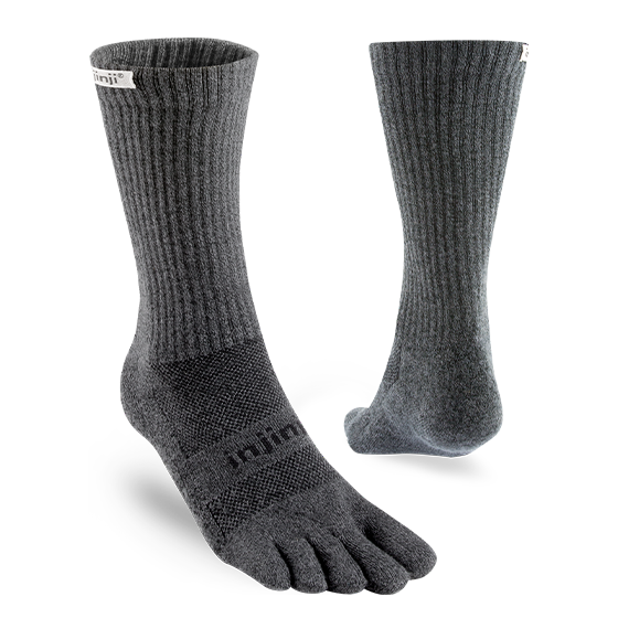 Injinji Toe Socks - Trail Midweight Crew - grey crew pair