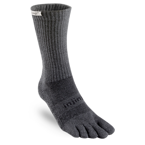 Injinji Toe Socks - Trail Midweight Crew - grey crew single