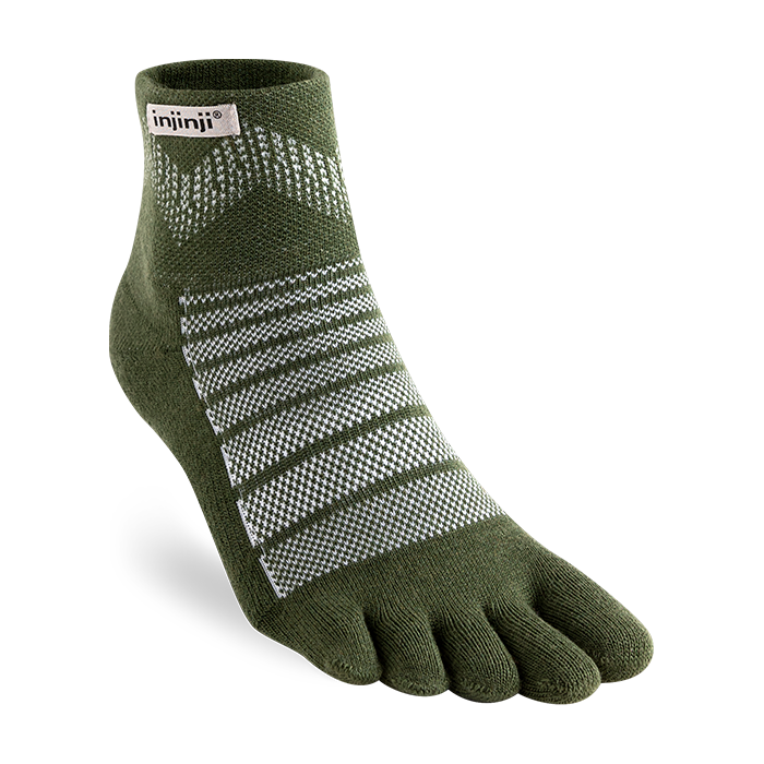 Injinji Toe Socks - Outdoor Midweight Wool - Forest - mini-crew single