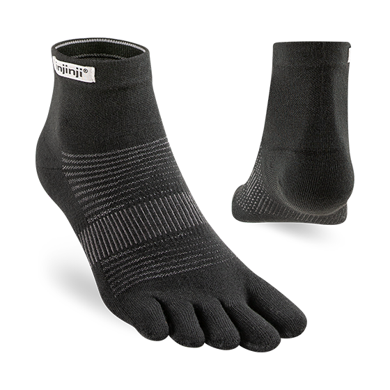 Injinji Toe Socks - Run Original Weight CoolMax - black ankle pair