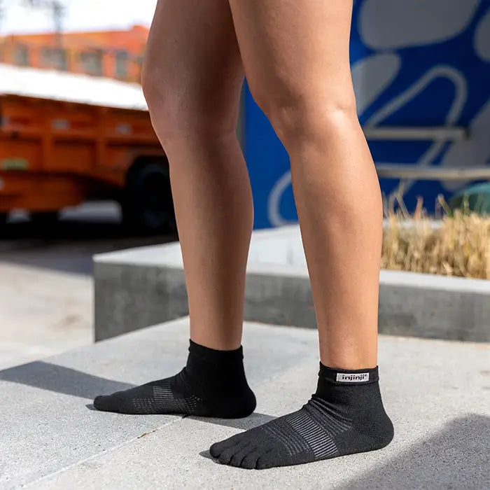 Injinji Toe Socks - Run Original Weight CoolMax - standing pair, worn