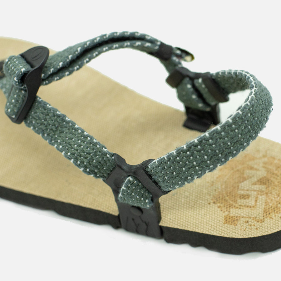 Hemp Monkey 🇺🇸 - Toasted Hemp footbed, Desert Olive laces - angled view