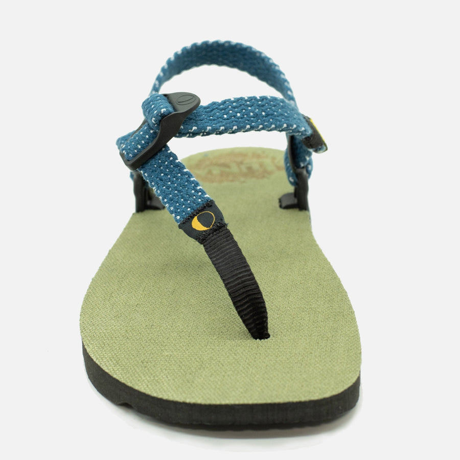 Hemp Monkey 🇺🇸 - Olive Green footbed, Denim Drift laces - front