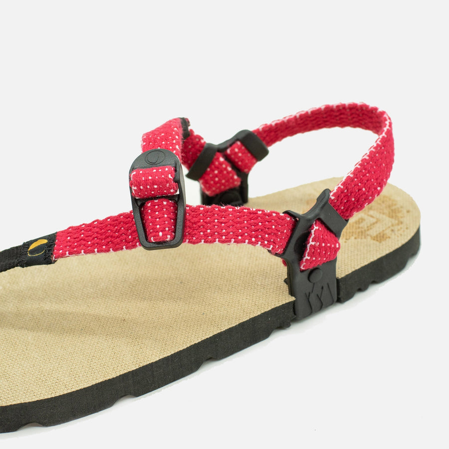 Hemp Monkey 🇺🇸 - Toasted Hemp footbed, Santa Red laces - heel angle