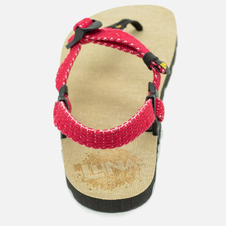 Hemp Monkey 🇺🇸 - Toasted Hemp footbed, Santa Red laces - heel view