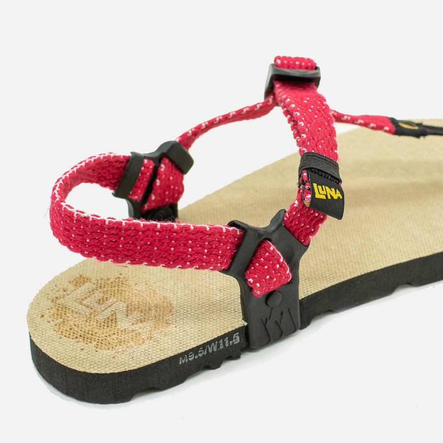 Hemp Monkey 🇺🇸 - Toasted Hemp footbed, Santa Red laces - top angle