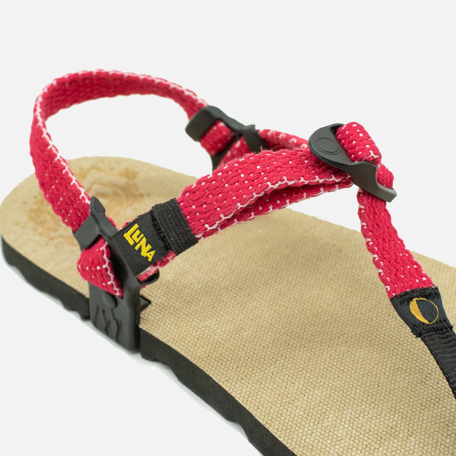 Hemp Monkey 🇺🇸 - Toasted Hemp footbed, Santa Red laces - side view
