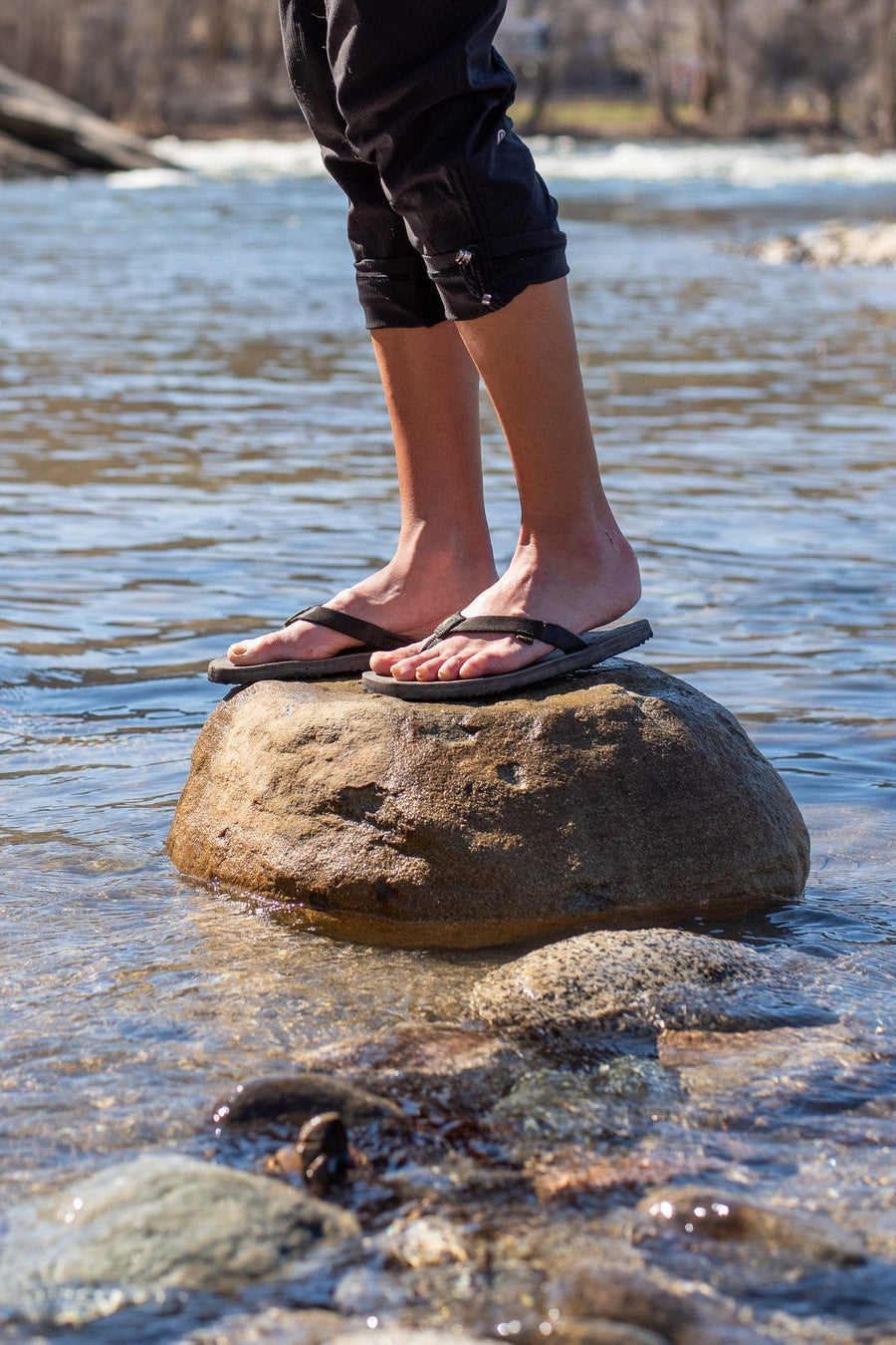 LUNA Chancla Pro 🇺🇸 - worn standing on a river boulder