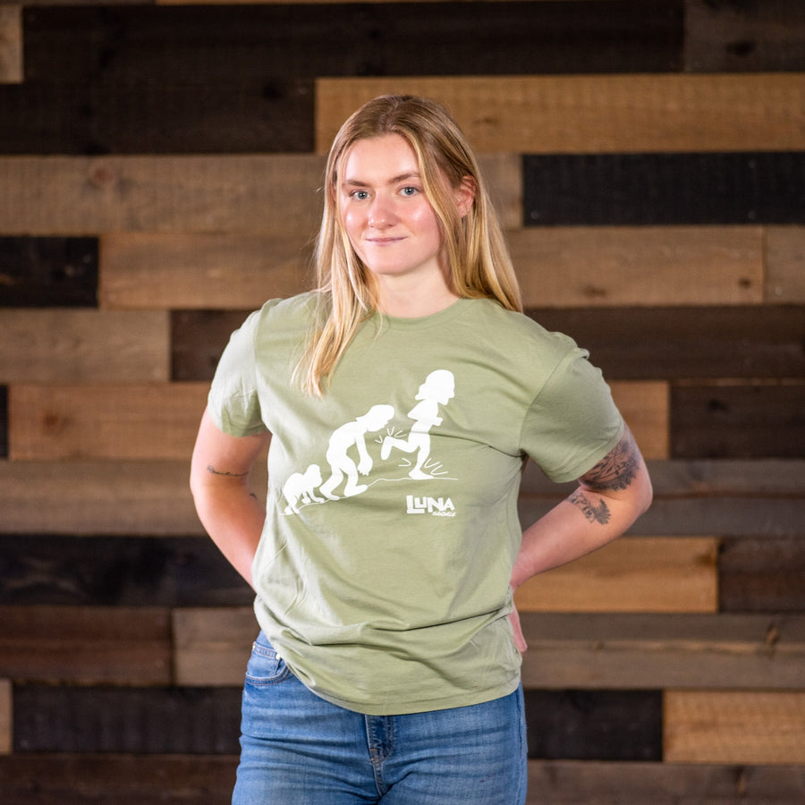 EVOLUTION MAN "RUN LIKE A HUMAN" ORGANIC COTTON SHIRT - worn by model, front
