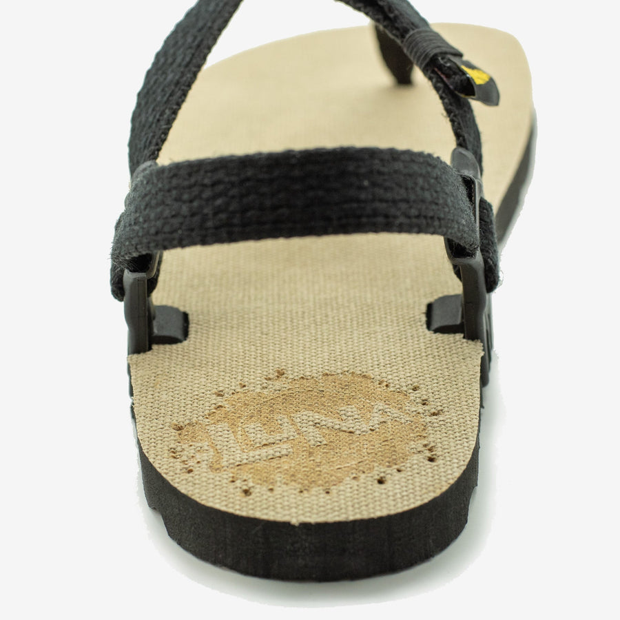Hemp Monkey 🇺🇸 - Toasted Hemp footbed, Black laces - heel strap macro