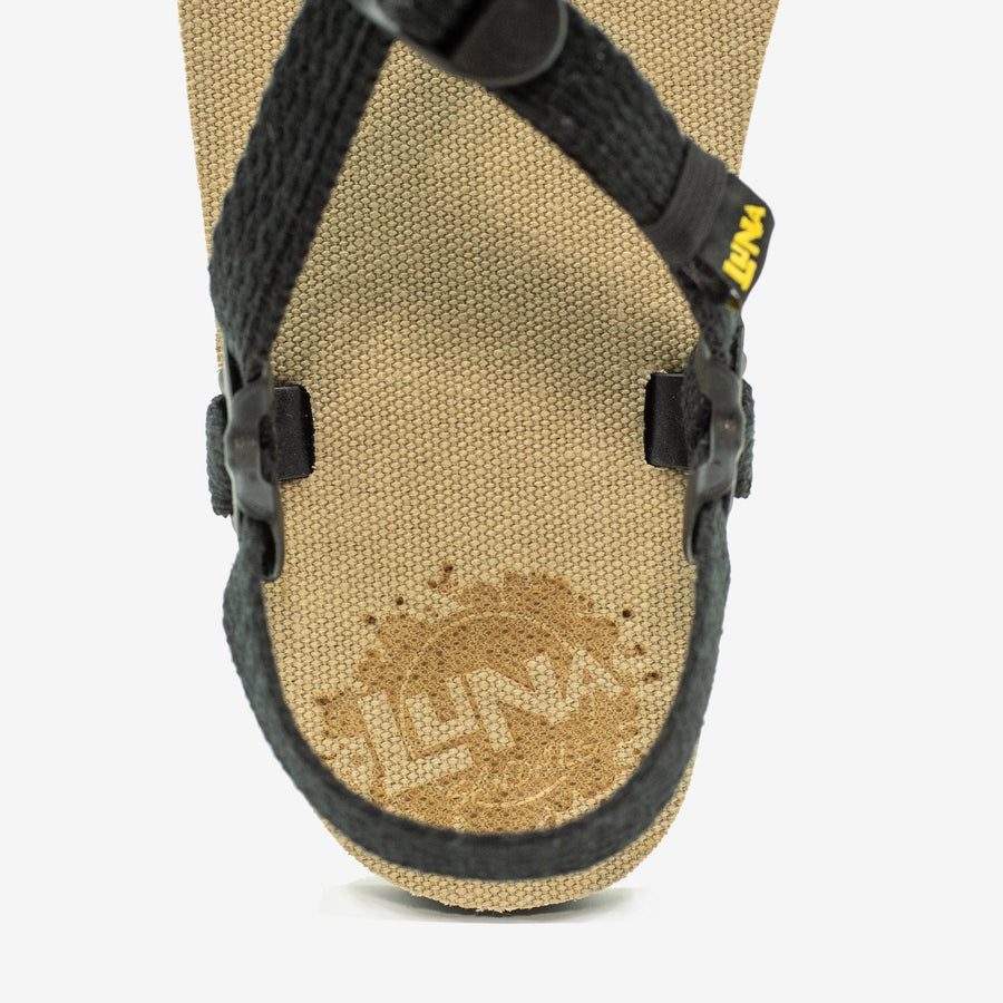 Hemp Monkey 🇺🇸 - Toasted Hemp footbed, Black laces - heel branding detail
