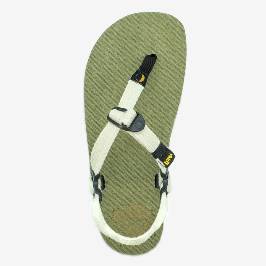 Hemp Monkey 🇺🇸 - Olive Green footbed, Raw Hemp laces - top view