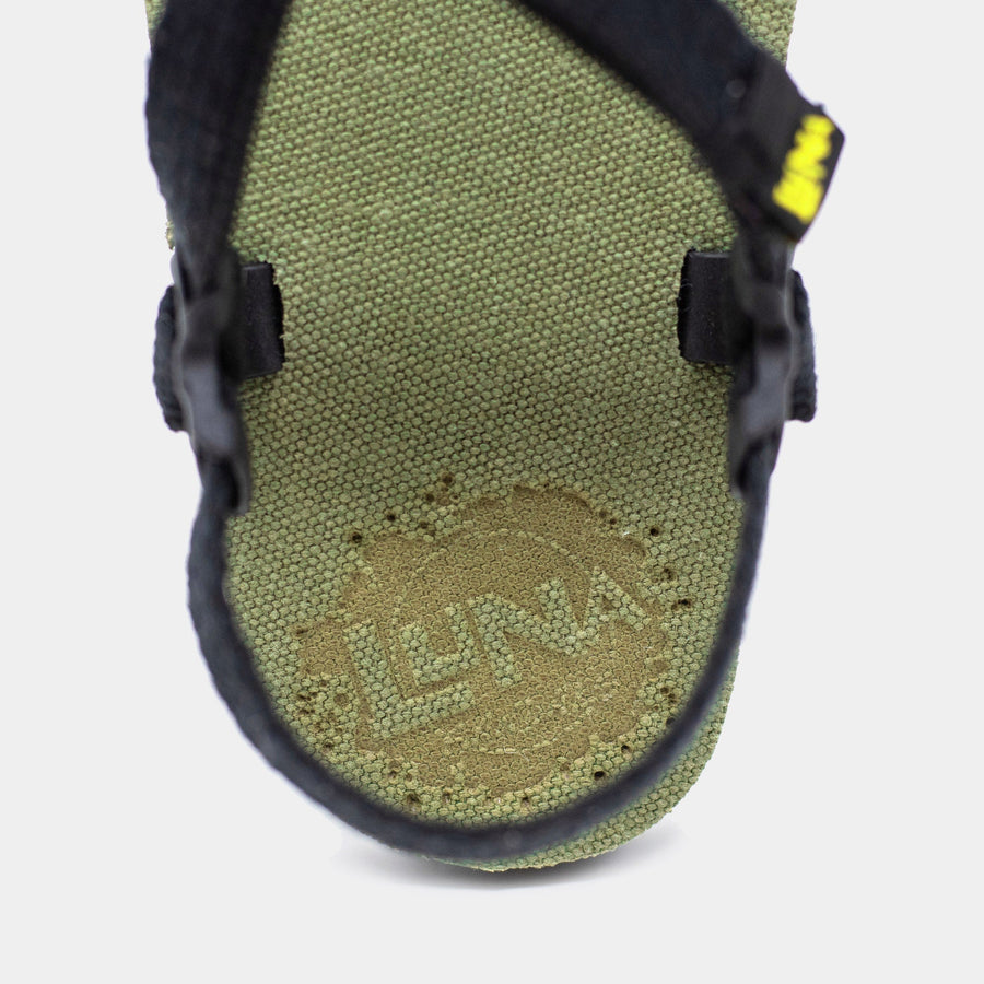 Hemp Monkey 🇺🇸 - Olive Green footbed, Black laces - heel detail