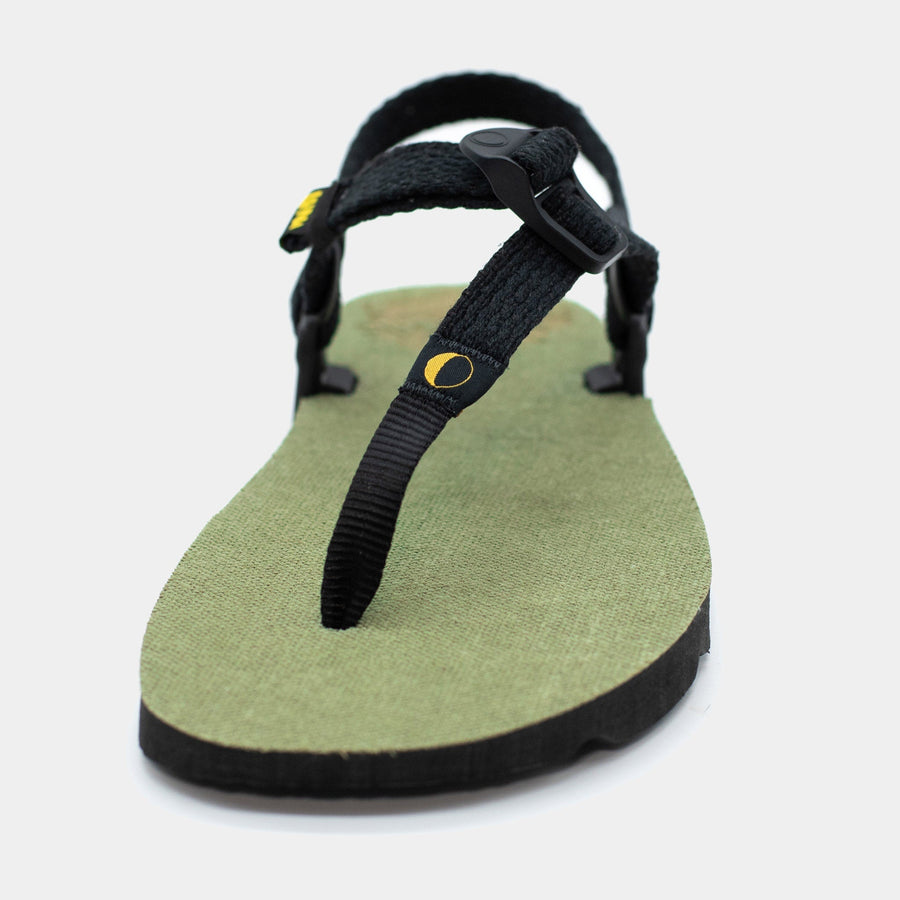 Hemp Monkey 🇺🇸 - Olive Green footbed, Black laces - front angle