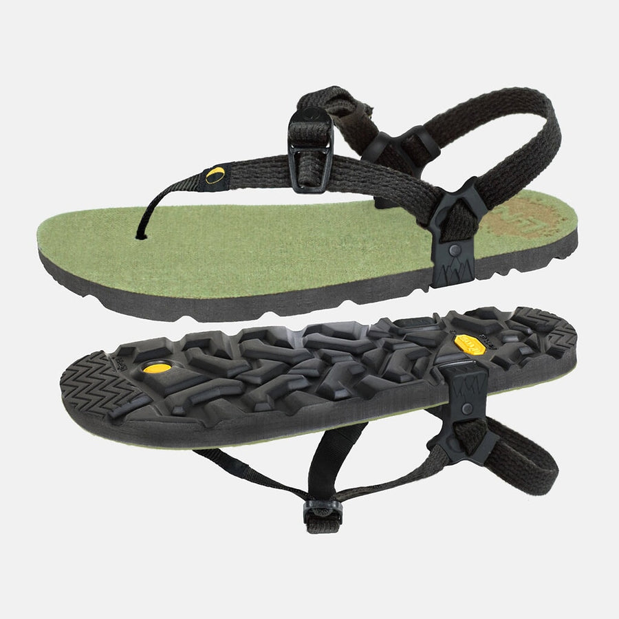 Hemp Monkey 🇺🇸 - Olive Green footbed, Black laces - pair with outsole