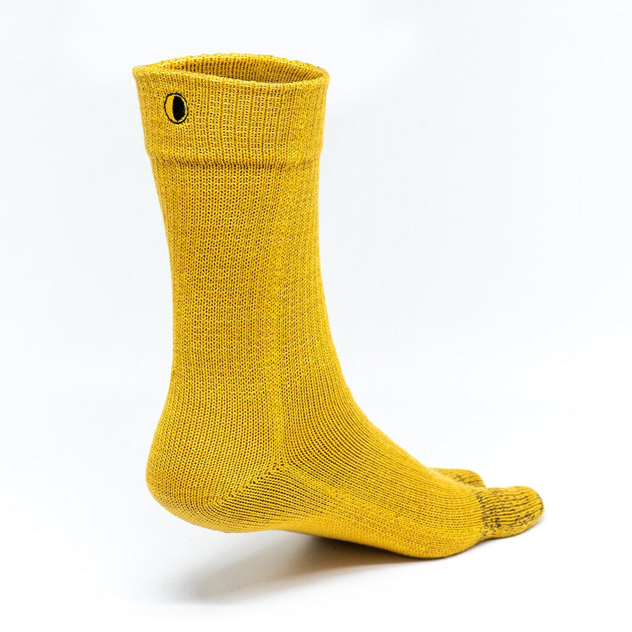 Fluffy YUBI Tabi Socks - LUNA Gold - heel detail