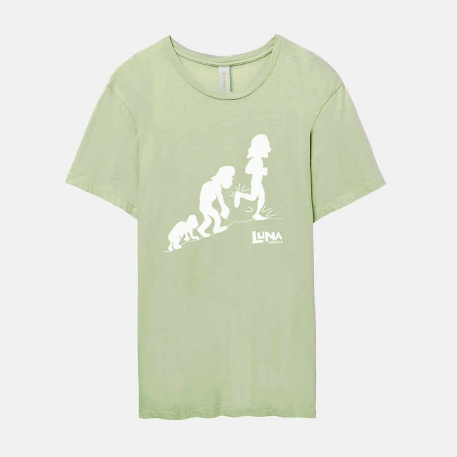 EVOLUTION MAN "RUN LIKE A HUMAN" ORGANIC COTTON SHIRT - front flat lay
