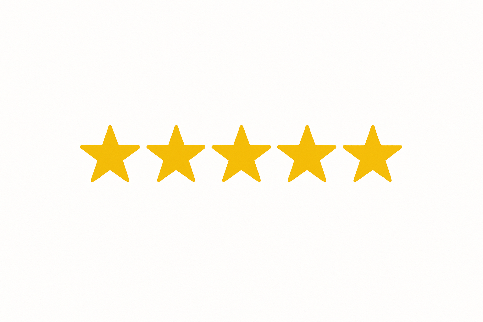 five stars next to each other, color FFCE34, on white background. make this image square