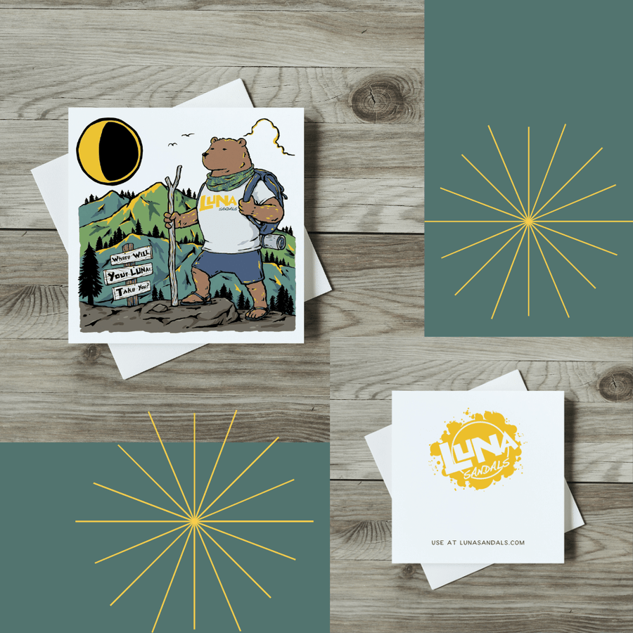 LUNA Sandals Gift Card - bear card on teal