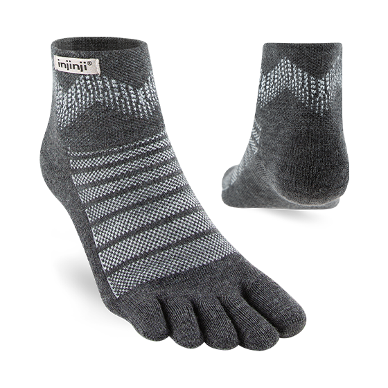 Injinji Toe Socks - Outdoor Midweight Wool - Slate - mini-crew pair