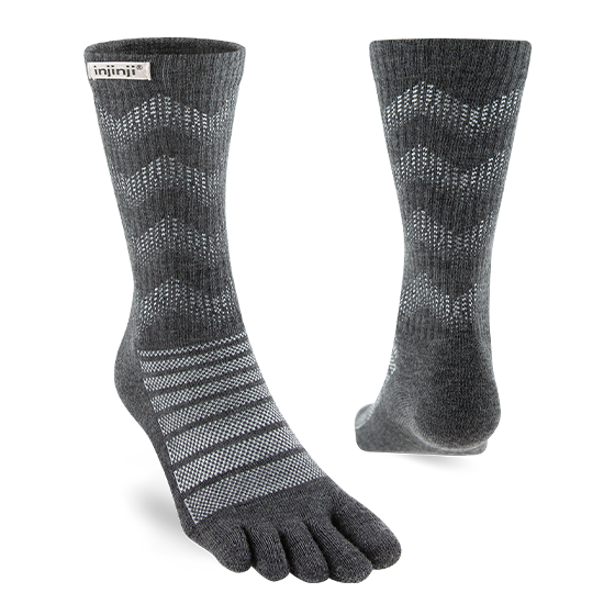 Injinji Toe Socks - Outdoor Midweight Wool - Slate - crew pair