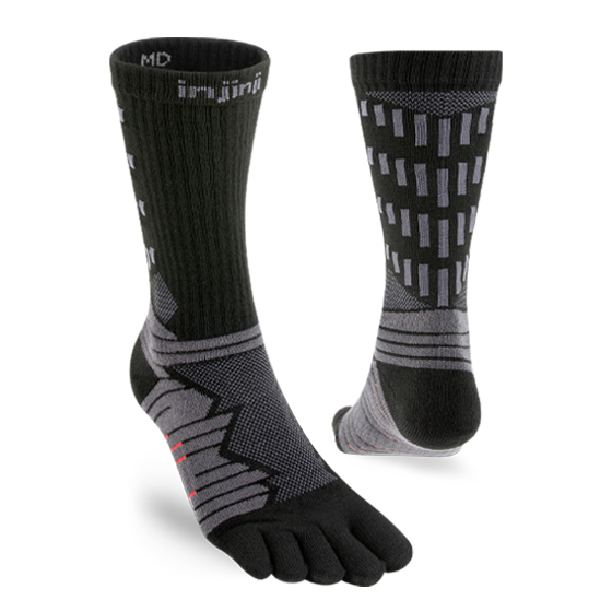 Injinji Toe Socks - Ultra Run Crew - black-grey crew pair