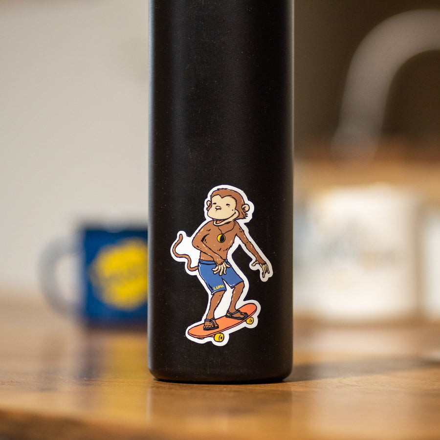 LUNA Adventure Life Sticker Pack - monkey sticker on a bottle, close