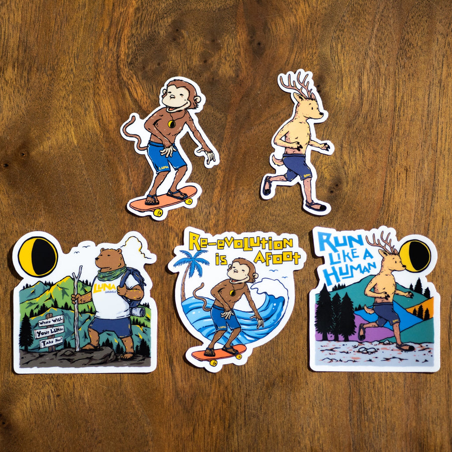 LUNA Adventure Life Sticker Pack - all five stickers flat