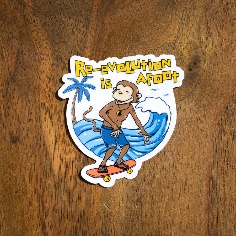LUNA Adventure Life Sticker Pack - monkey surf-skate sticker
