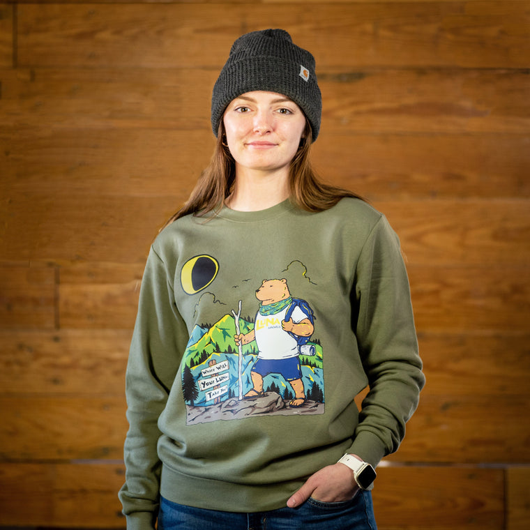 "Where Will Your LUNAs Take You?" LUNA Sweatshirt in use