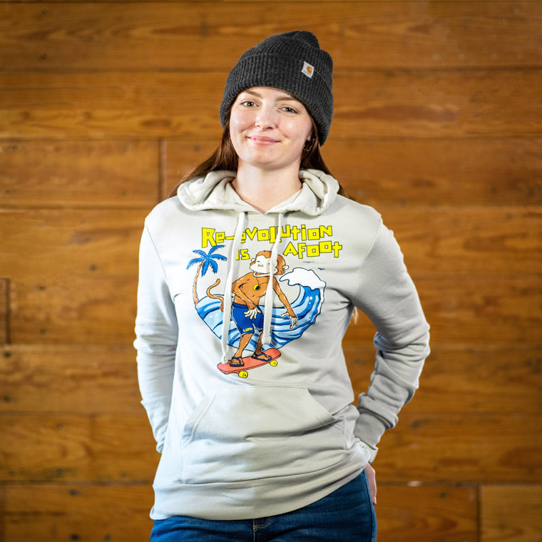"Re-Evolution Is Afoot" LUNA Hoodie - Lightweight Hooded Pullover in use