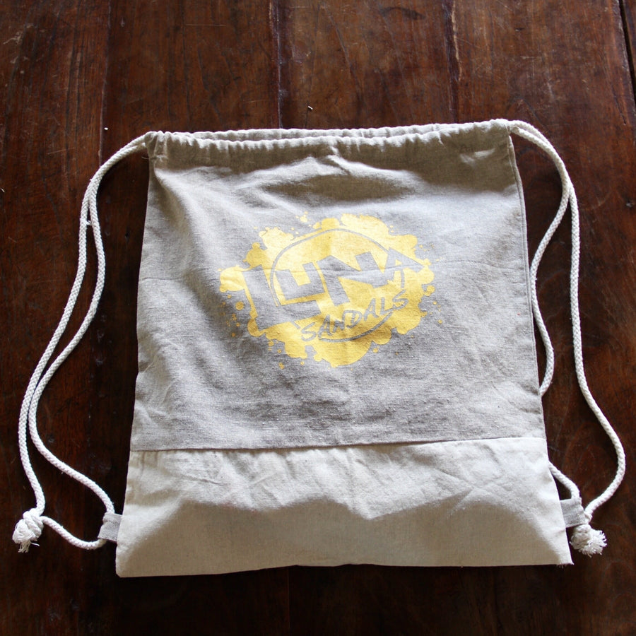 LUNA "Splash" Recycled Cotton Drawstring Backpack - flat, logo view