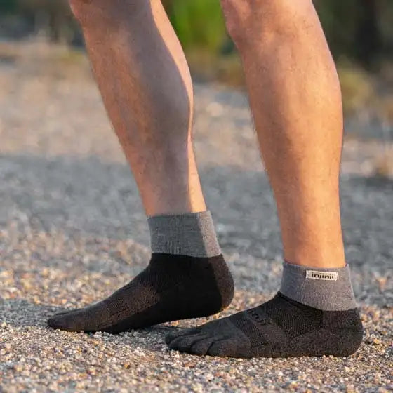 Injinji Toe Socks - Trail Midweight - worn trailside, charcoal