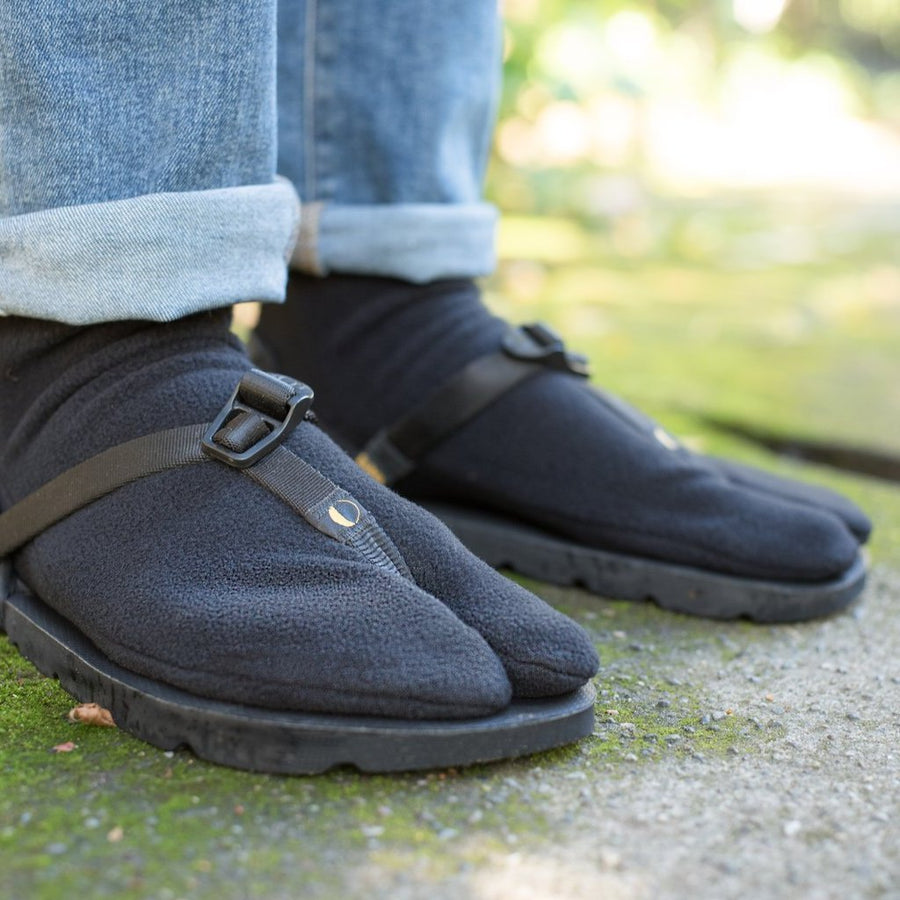 LUNA Polar Feet® Tabi Socks - worn in LUNA sandals, black