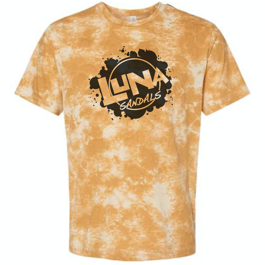 "RUN FREE" LUNA SPLASH TIE-DYE TEE T-SHIRT - front flat lay