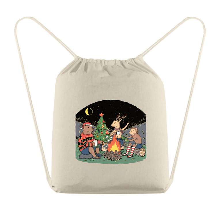 Holiday Special Cotton Drawstring Backpack - printed drawstring backpack