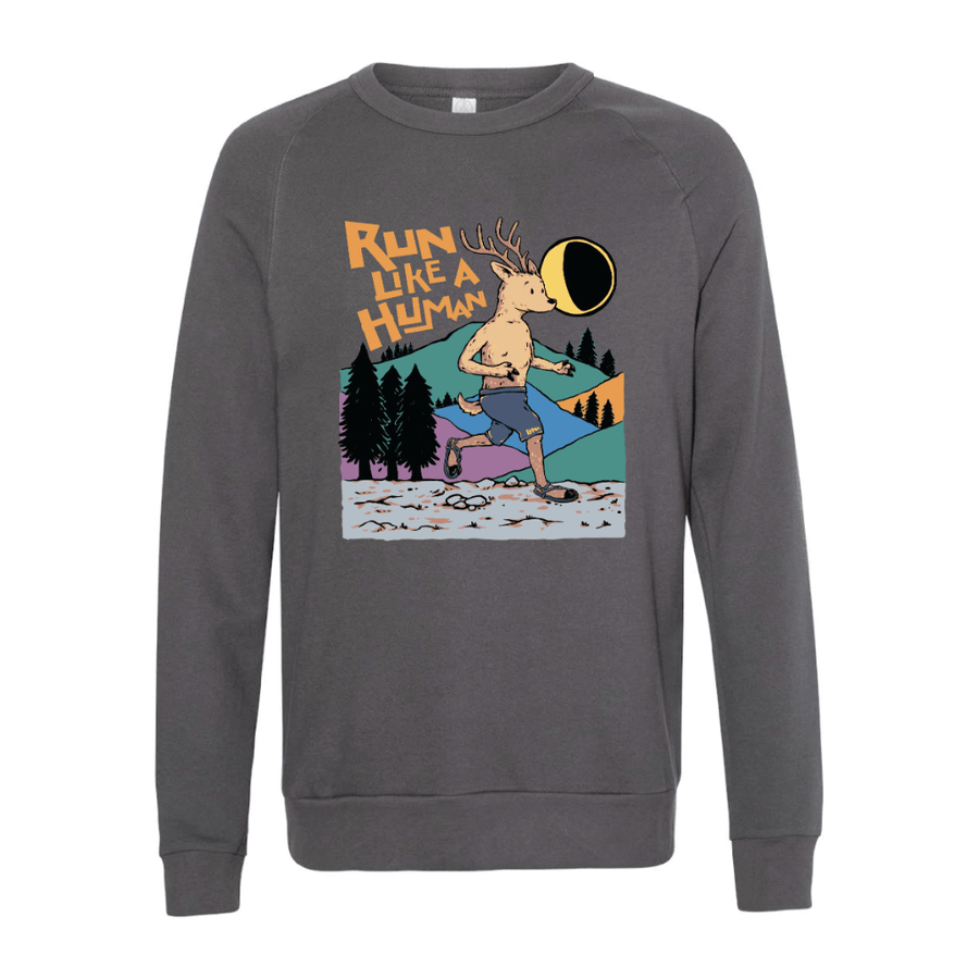 "Run Like a Human" - Lightweight French Terry Pullover - front flat lay