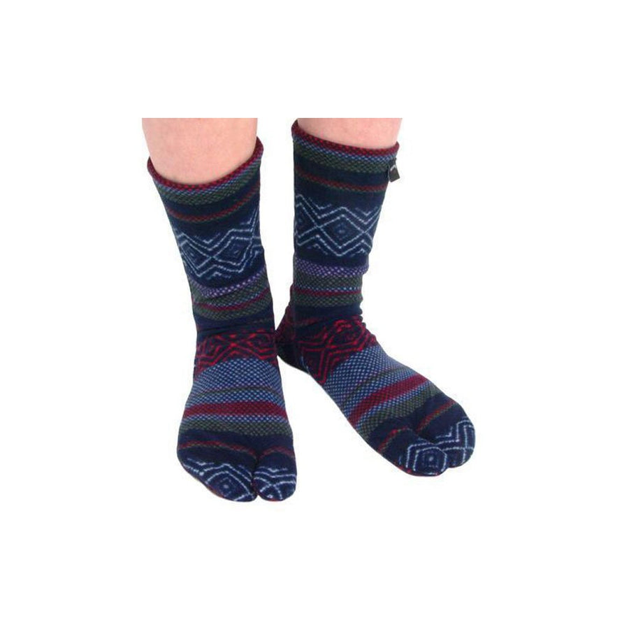 LUNA Polar Feet® Tabi Socks - worn standing, fair-isle